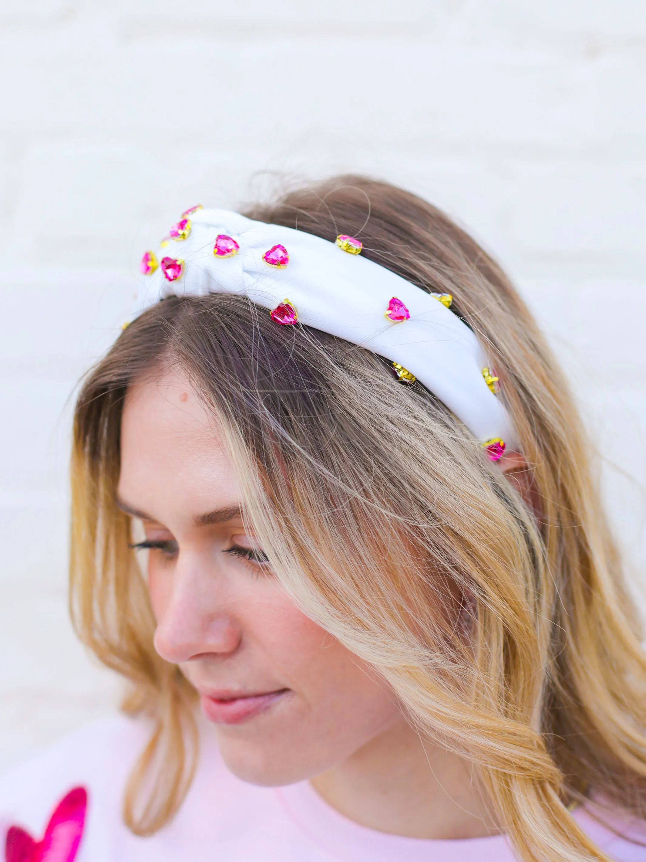 Krista Headband | Hot Pink Hearts sold by Michelle McDowell