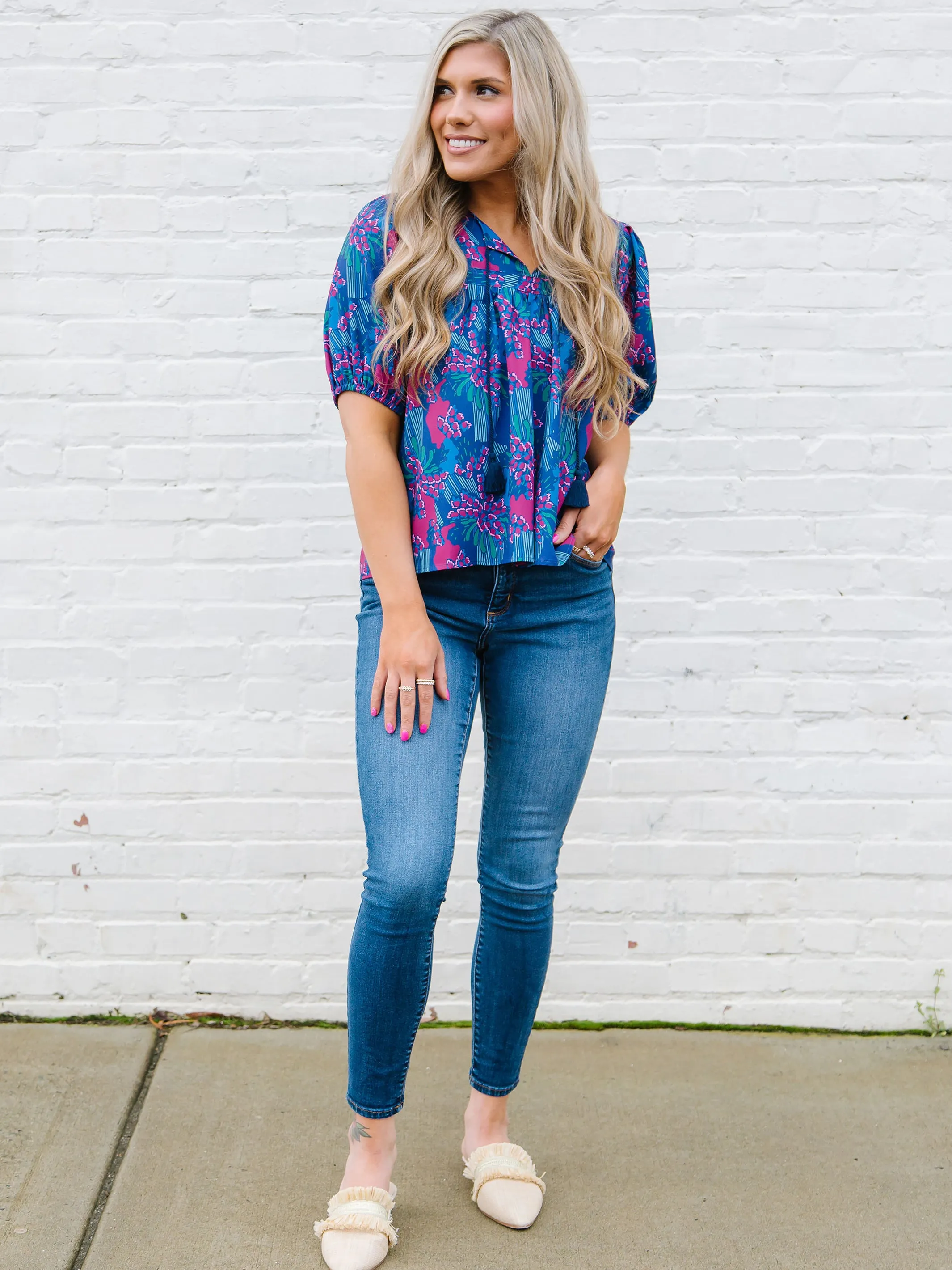FINAL SALE - Penny Top | Center Piece Navy sold by Michelle McDowell