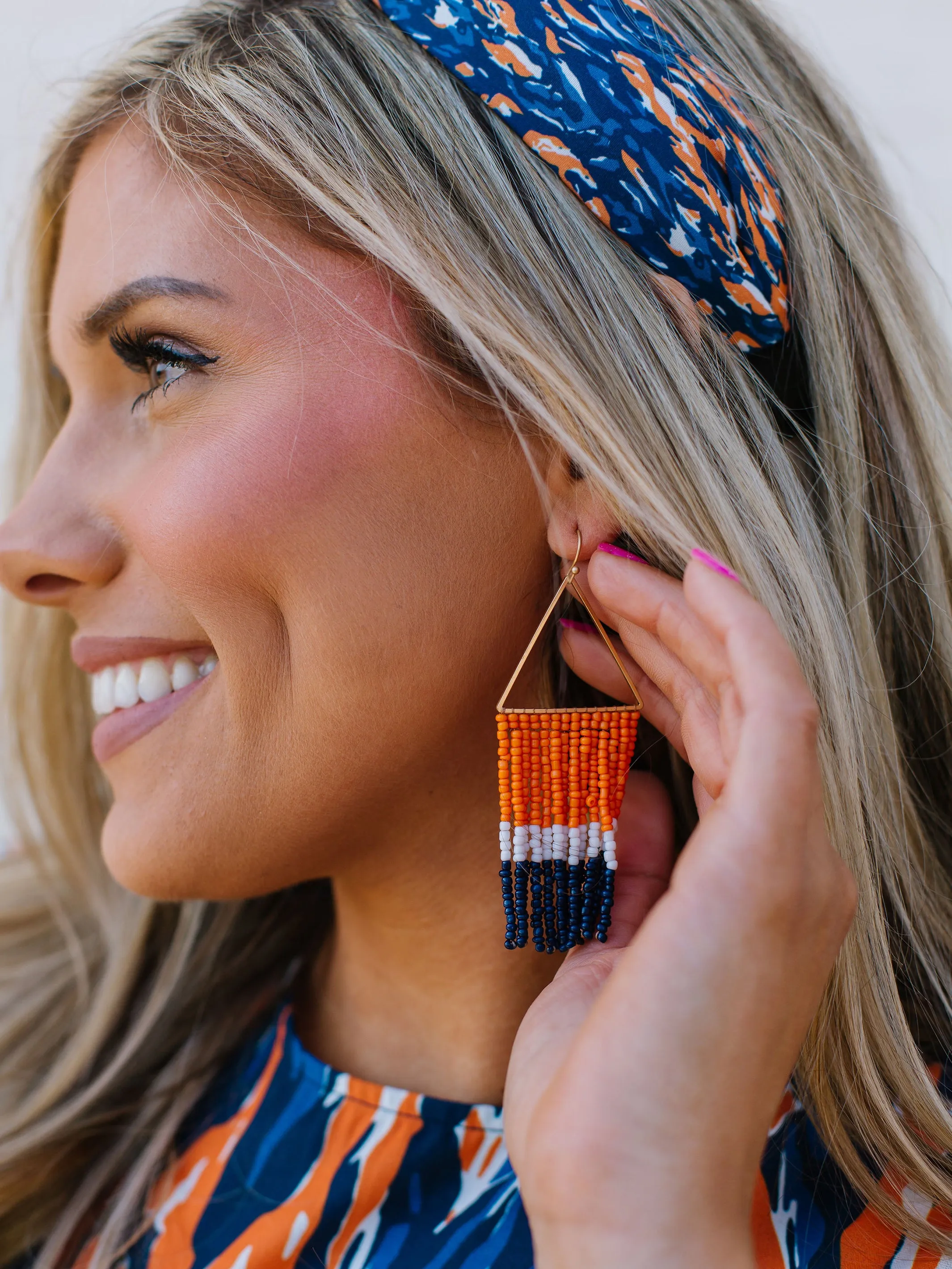Greer Earrings | Navy + Orange sold by Michelle McDowell product image thumbnail 3