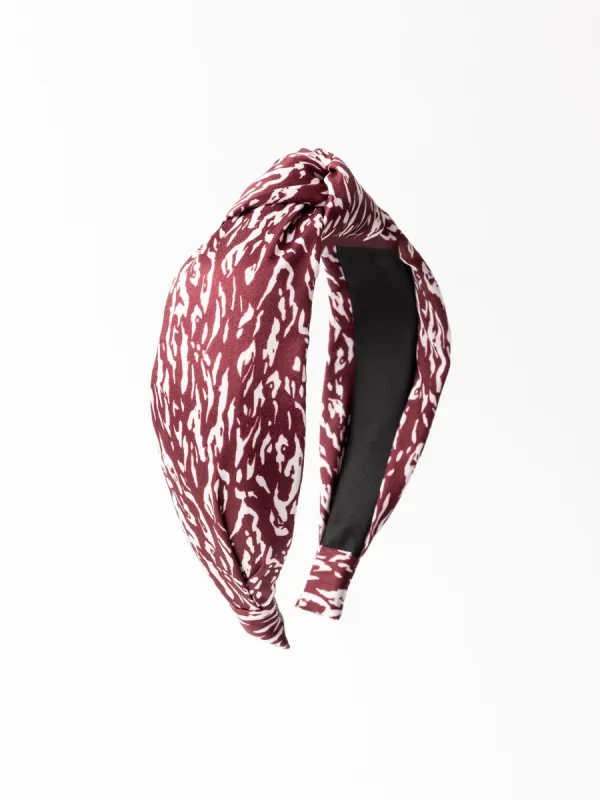 Luna Headband | Tiger Tail Maroon + White sold by Michelle McDowell