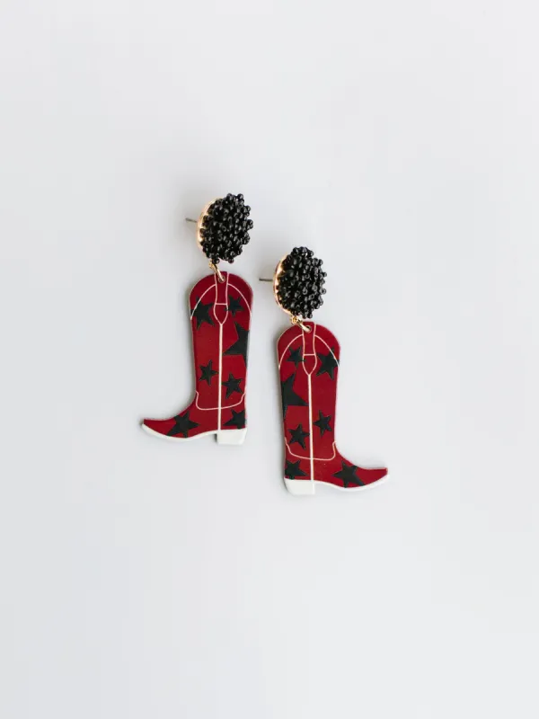 Gameday Cowgirl Earrings | Garnet + Black sold by Michelle McDowell