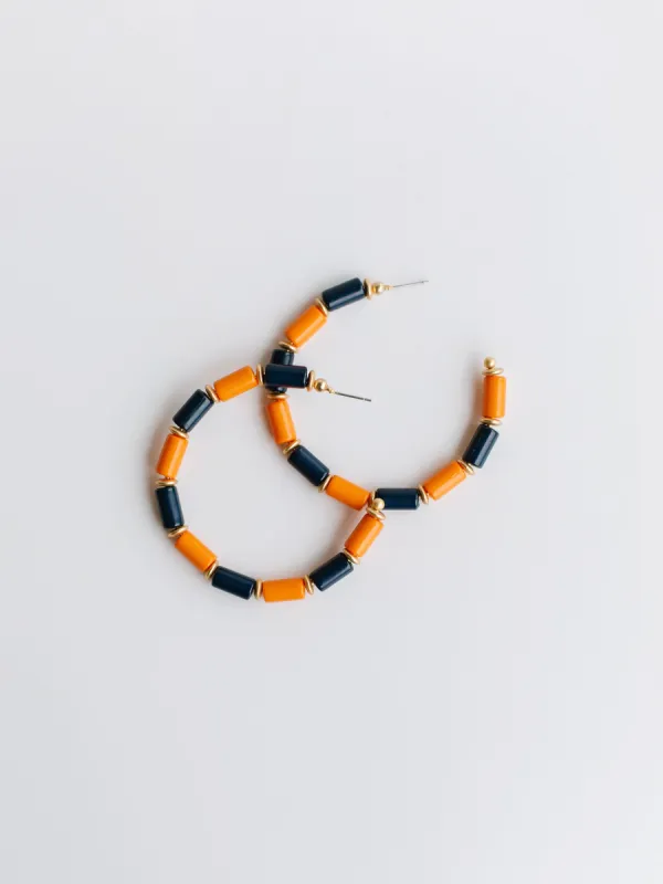 Cara Earrings | Navy + Orange sold by Michelle McDowell