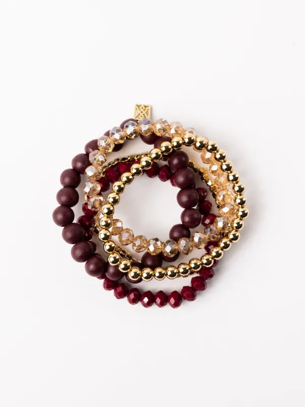 Mandy Bracelets | Garnet + Gold sold by Michelle McDowell