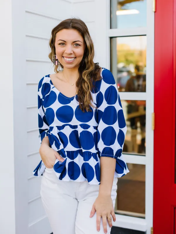 FINAL SALE - Sophia Top | Dot Party Navy sold by Michelle McDowell