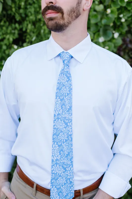 FINAL SALE - Men's Necktie | First Blooms Blue sold by Michelle McDowell