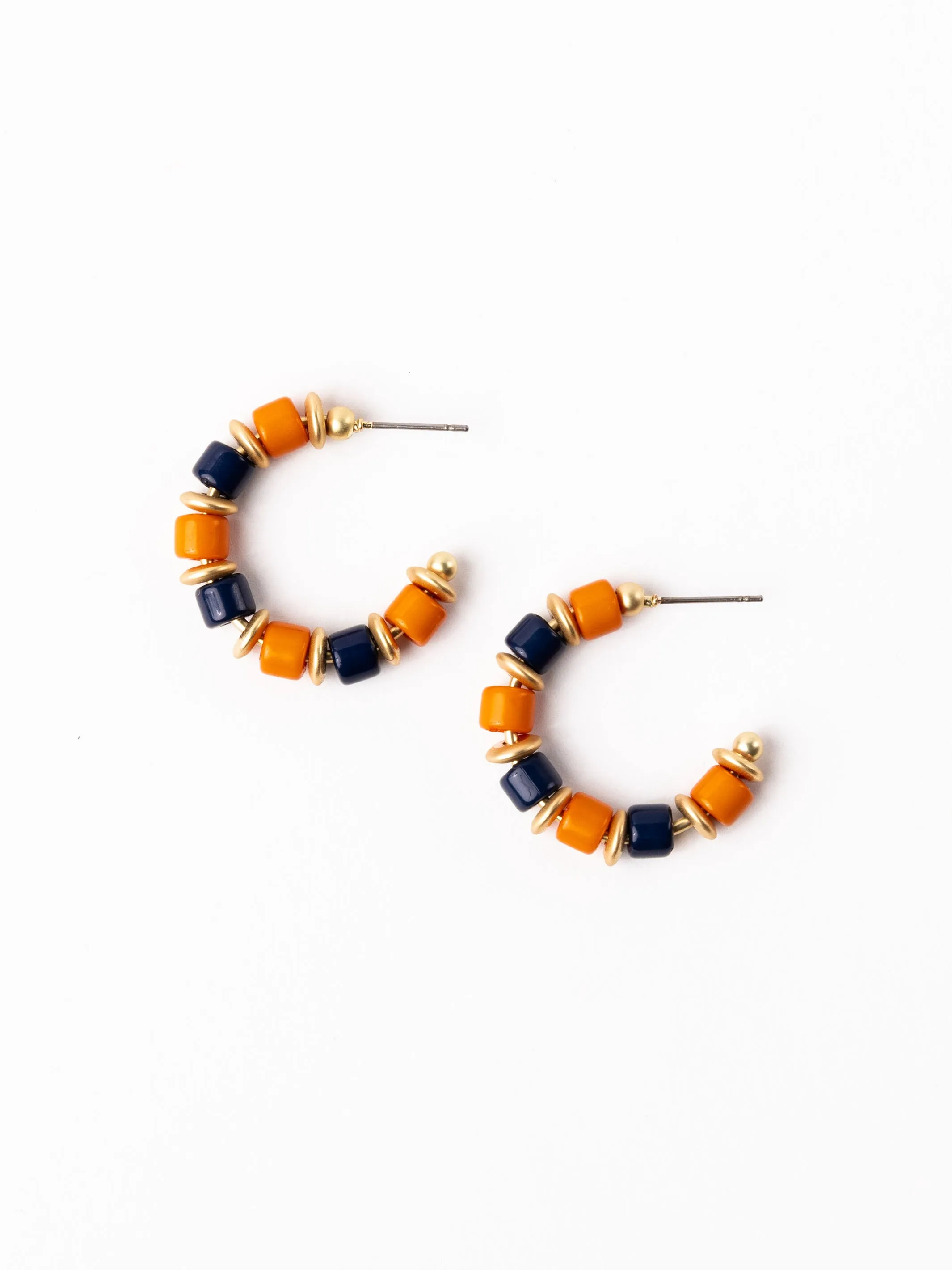 Cara Earrings | Navy + Orange sold by Michelle McDowell