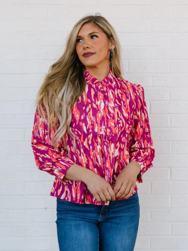 FINAL SALE - Roxy Top | Tiger Tail Violet sold by Michelle McDowell