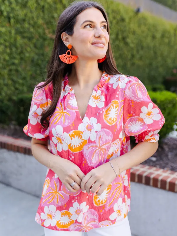FINAL SALE - Malia Top | Kiwi Bloom Coral sold by Michelle McDowell