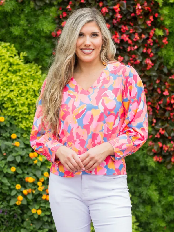 FINAL SALE - Jordan Top | Falling Poppies Coral sold by Michelle McDowell