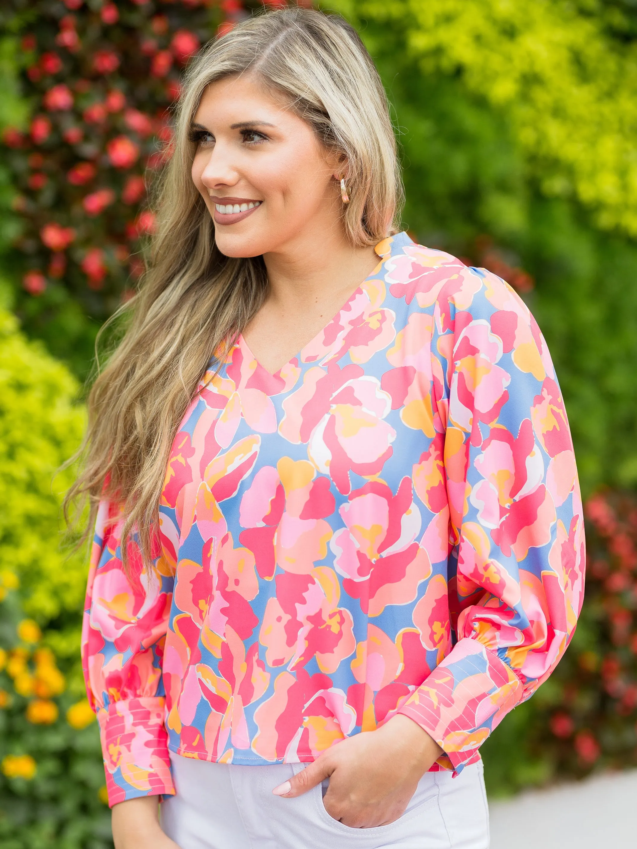 FINAL SALE - Jordan Top | Falling Poppies Coral sold by Michelle McDowell product image thumbnail 5