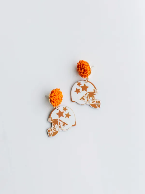 Touchdown Earrings | Orange + White sold by Michelle McDowell