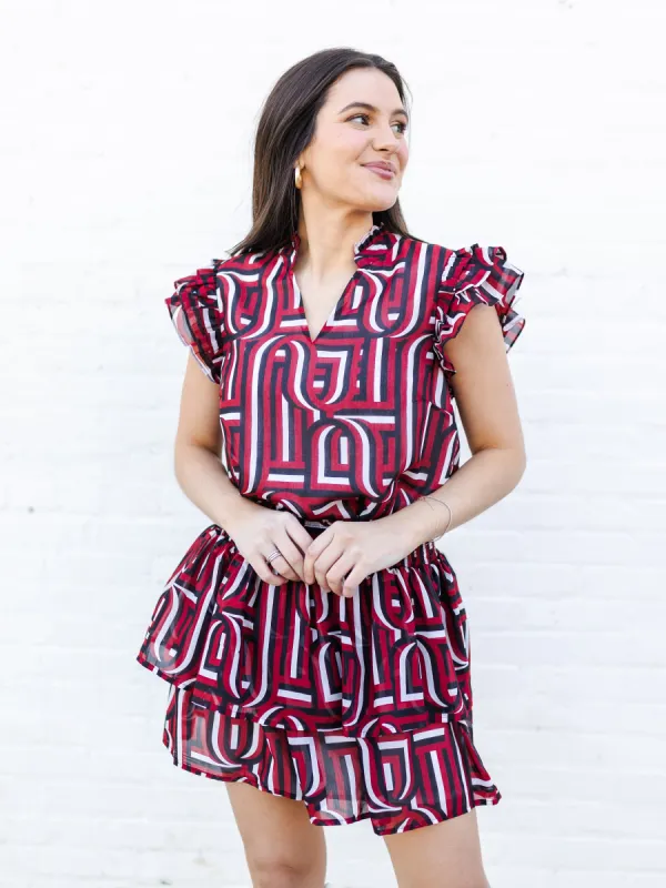 Marley Top | Touchdown Garnet + Black sold by Michelle McDowell