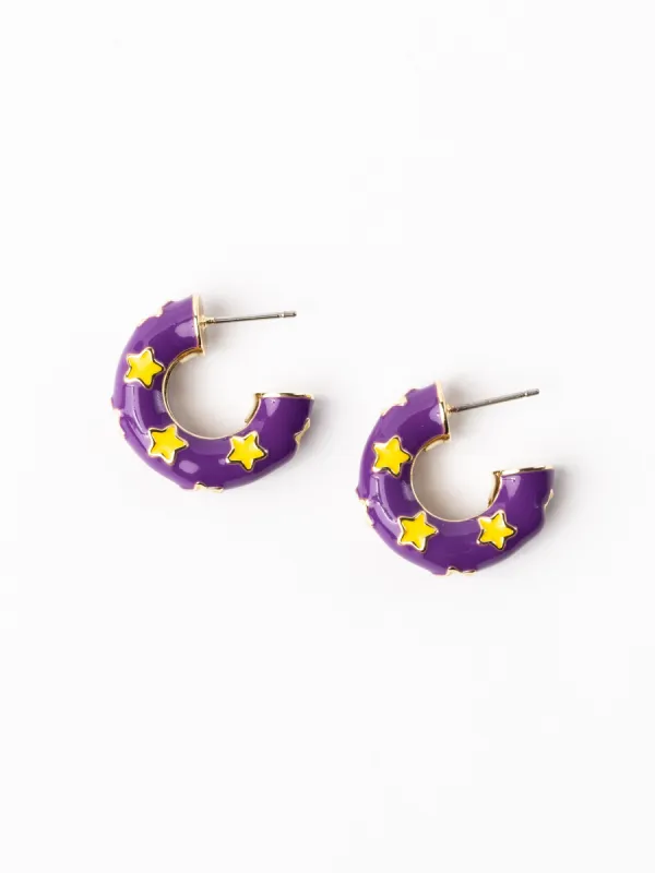 Justine Earrings | Purple + Gold made by Michelle McDowell