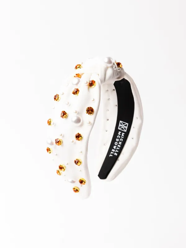 Charleigh Headband |  Orange + White sold by Michelle McDowell