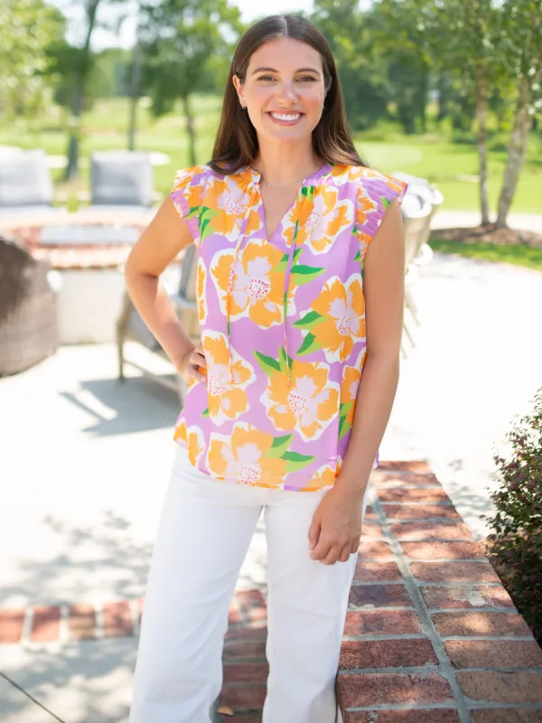 FINAL SALE - Valery Top | Sea Flower Lilac sold by Michelle McDowell
