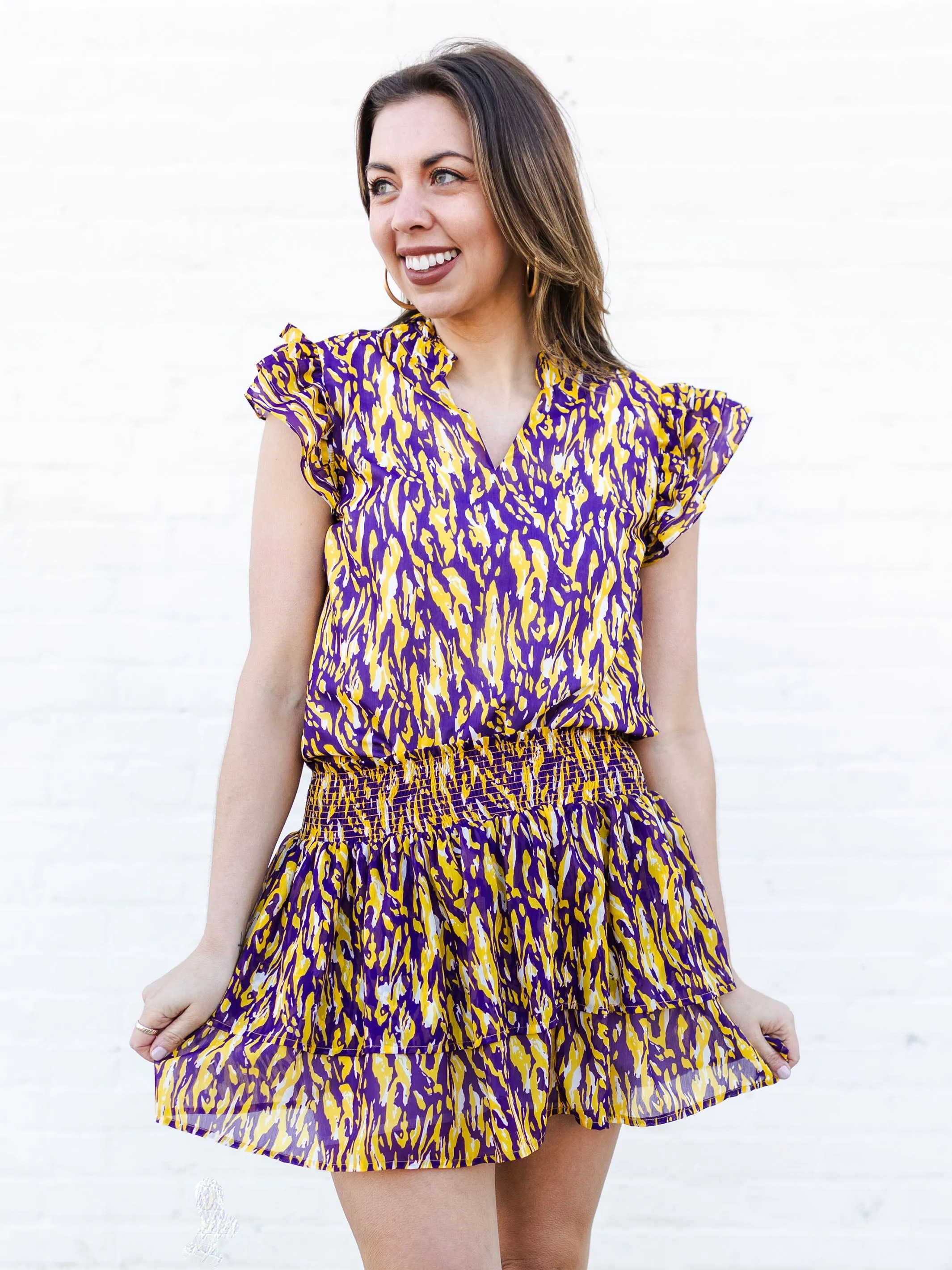 Marley Skirt | Tiger Tail Purple + Gold sold by Michelle McDowell