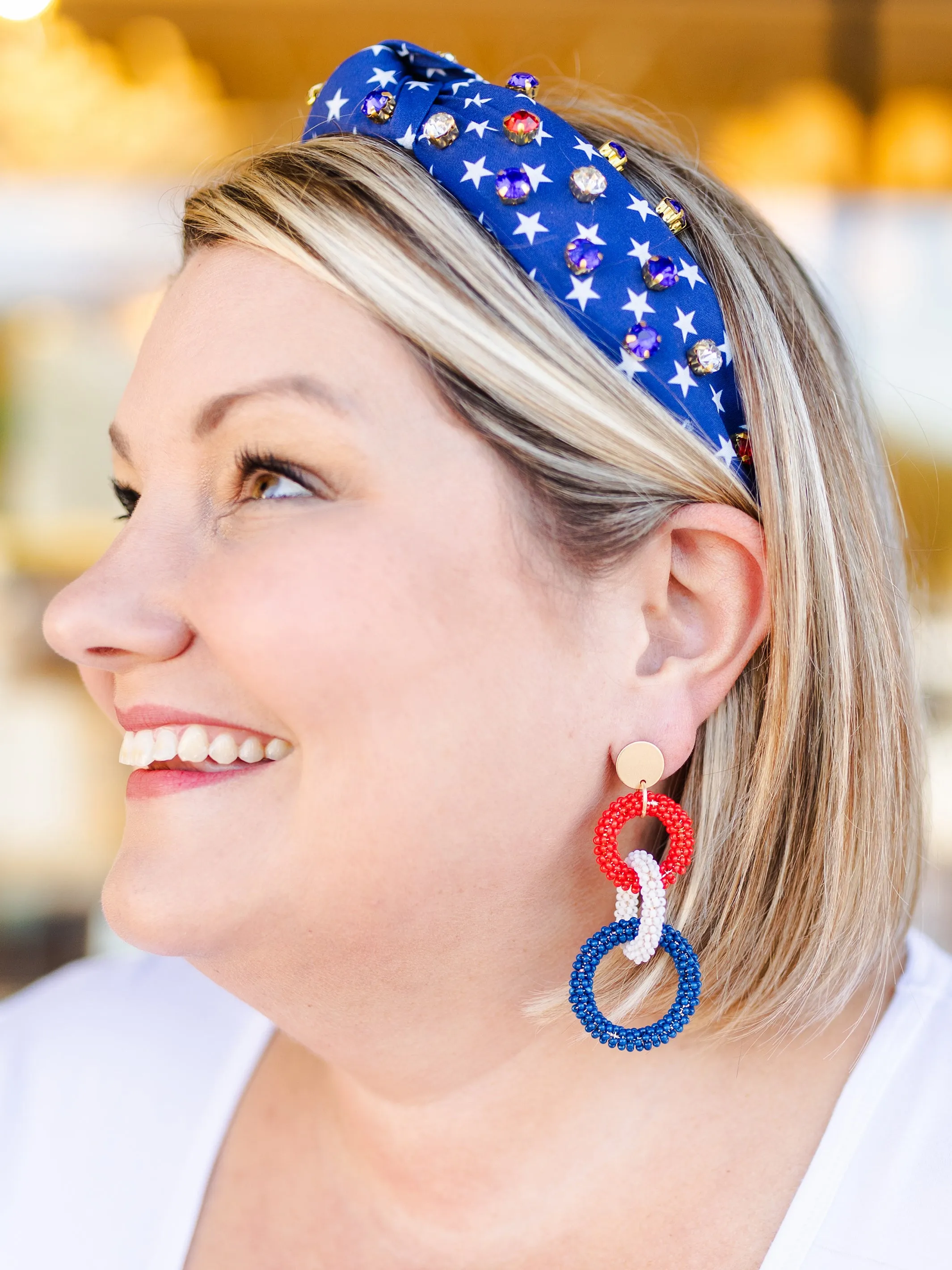 FINAL SALE - Jane Headband | American Stars Blue sold by Michelle McDowell