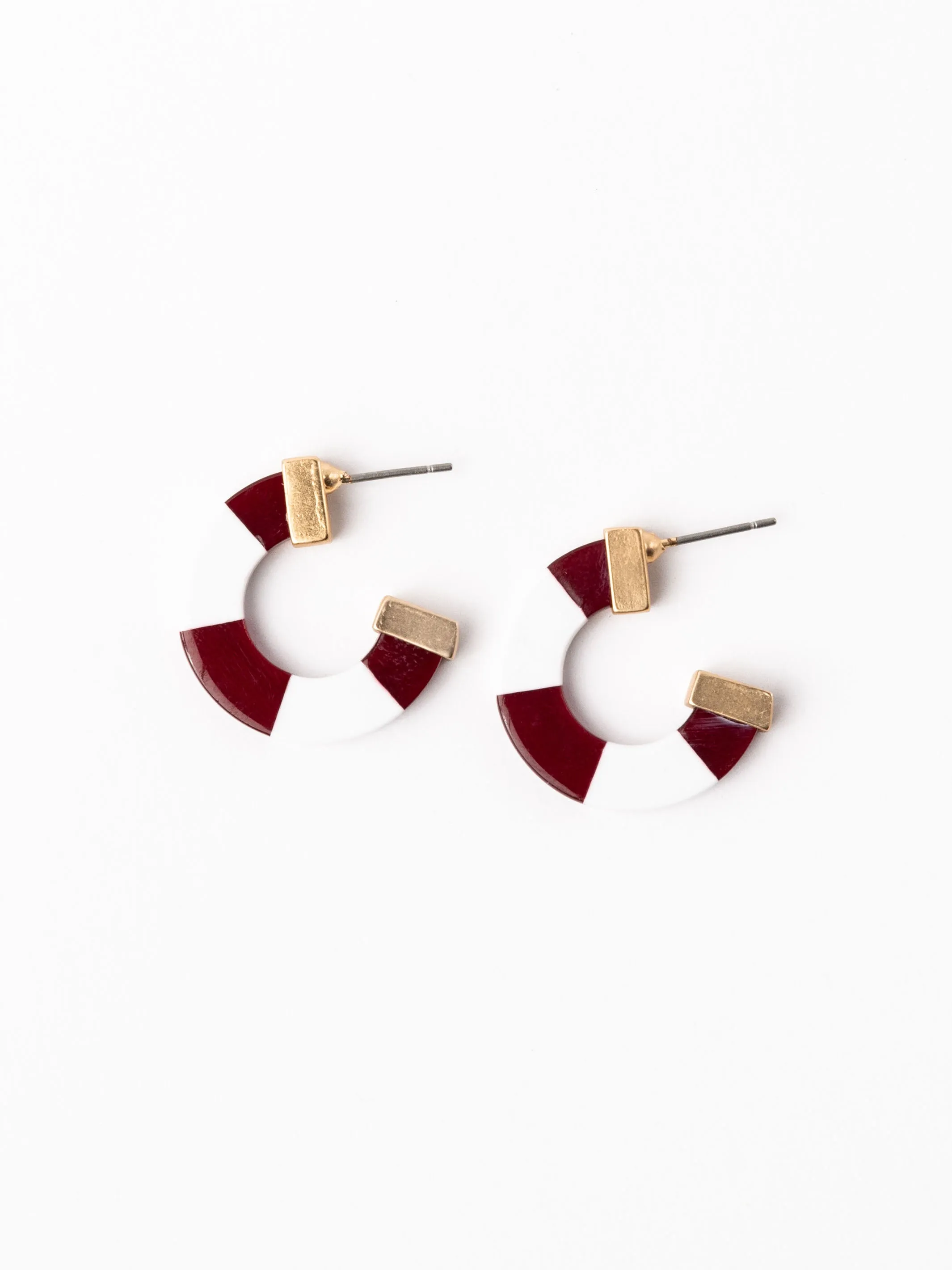 Melody Earrings | Maroon + White sold by Michelle McDowell