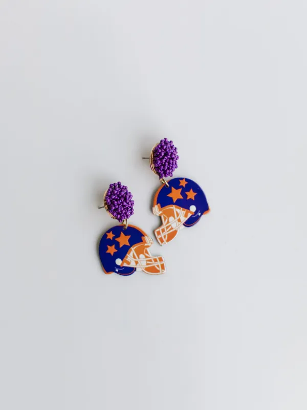 Touchdown Earrings | Purple + Orange sold by Michelle McDowell