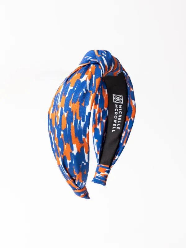 Luna Headband | Tailgate Time Blue + Orange sold by Michelle McDowell