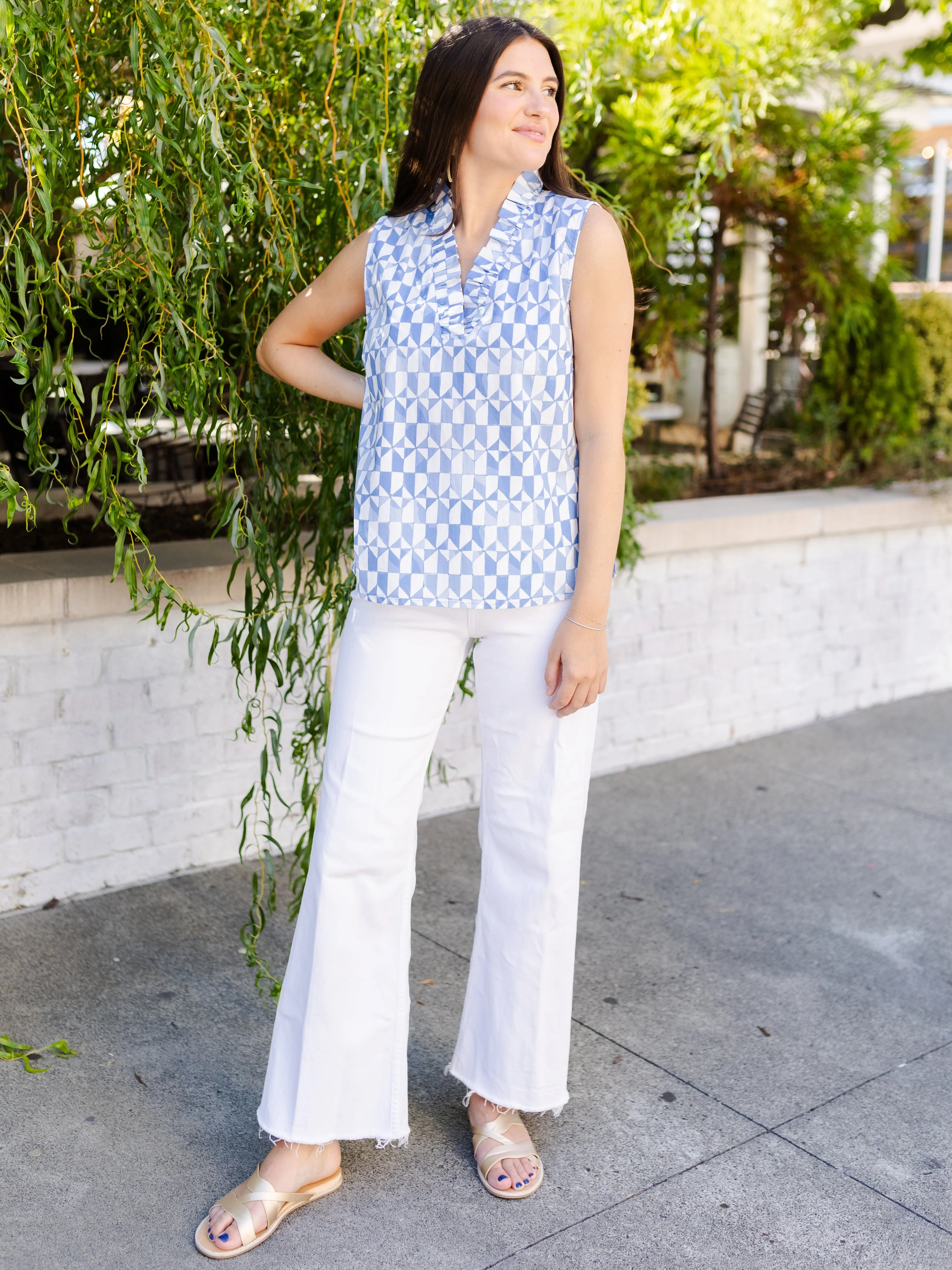 FINAL SALE - Lennon Top | Check Mate Blue sold by Michelle McDowell product image thumbnail 4