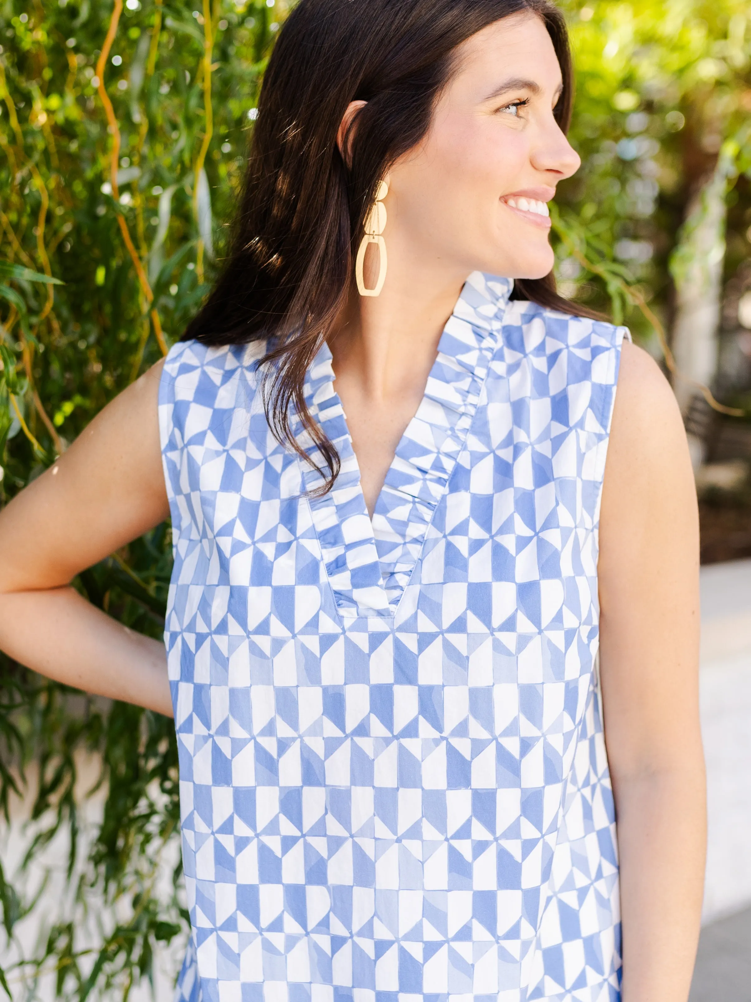 FINAL SALE - Lennon Top | Check Mate Blue sold by Michelle McDowell product image thumbnail 2