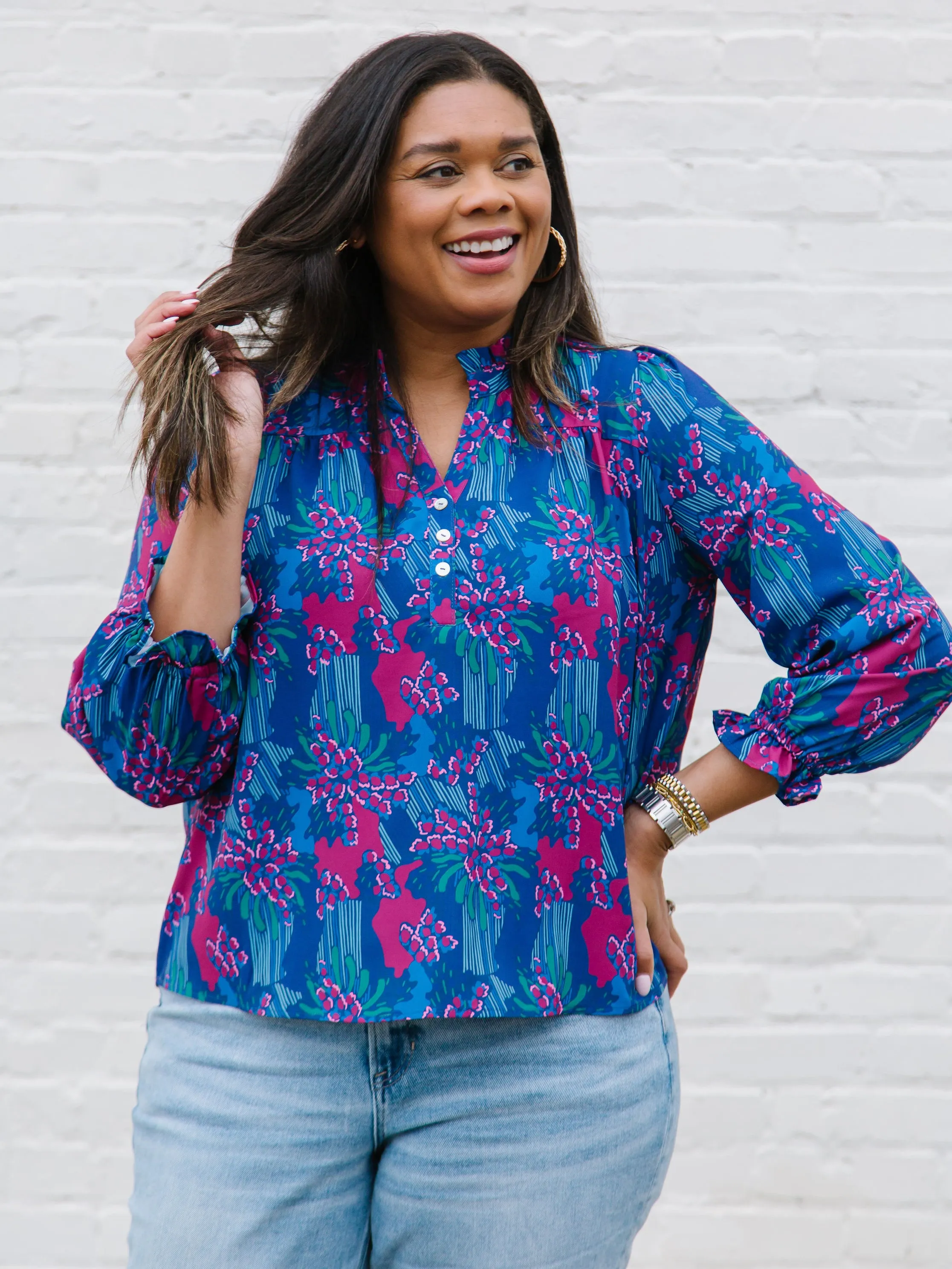 FINAL SALE - Gianna Top | Center Piece Navy sold by Michelle McDowell
