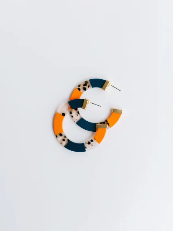 Melody Earrings | Navy + Orange sold by Michelle McDowell