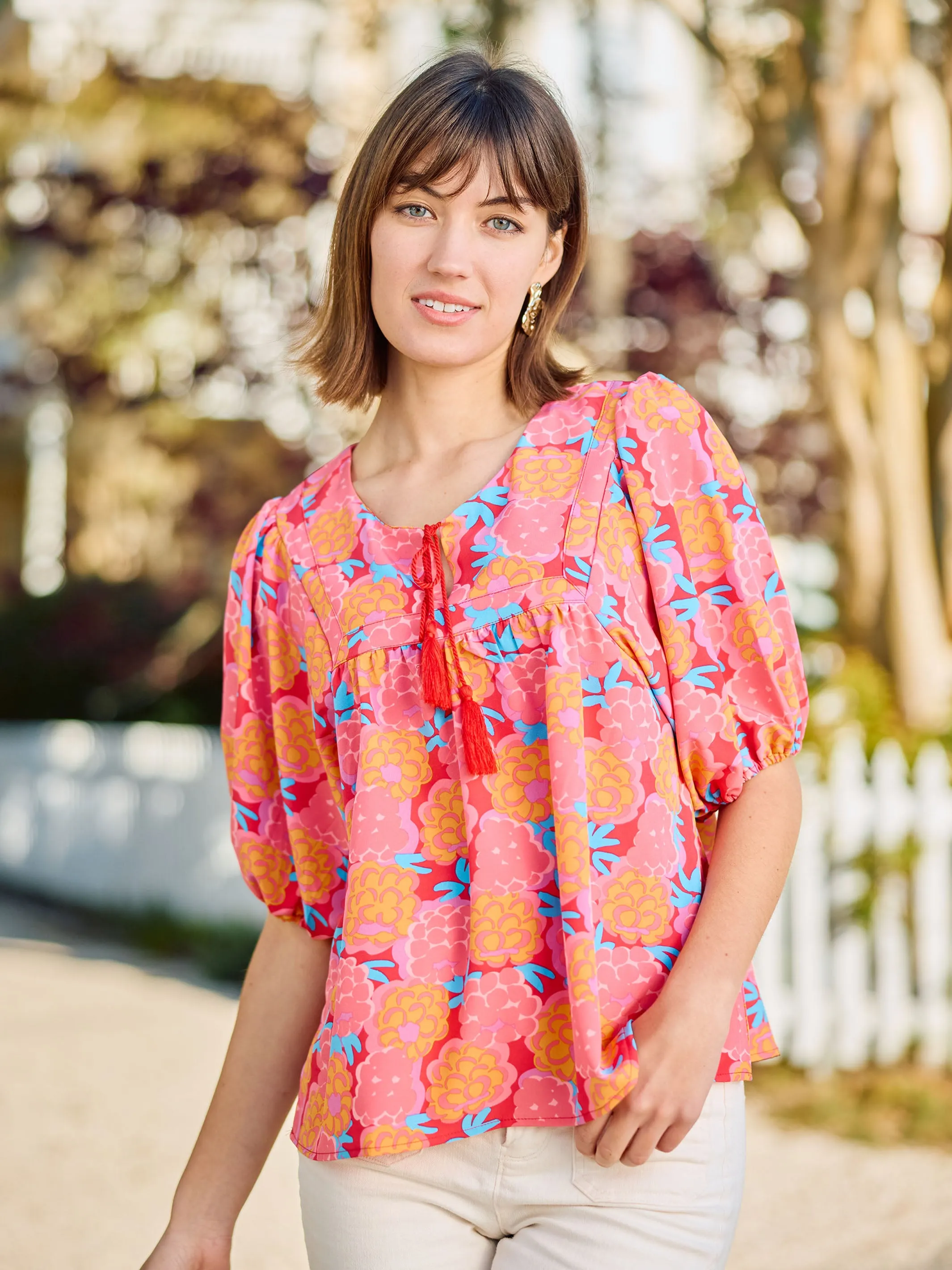 FINAL SALE - Penny Top | Sour Raspberry Coral sold by Michelle McDowell