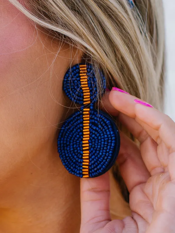 Colleen Earrings | Navy + Orange sold by Michelle McDowell