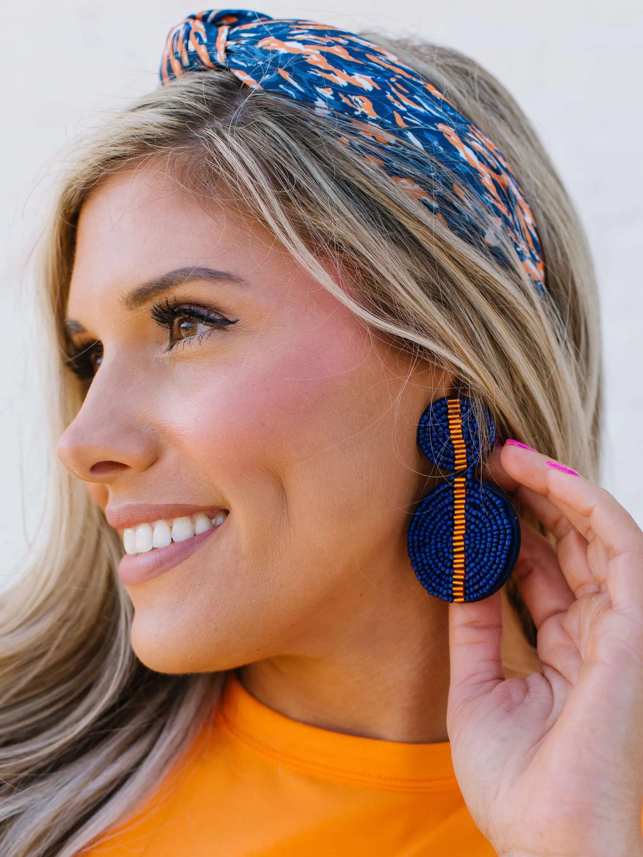 Colleen Earrings | Navy + Orange sold by Michelle McDowell product image thumbnail 3