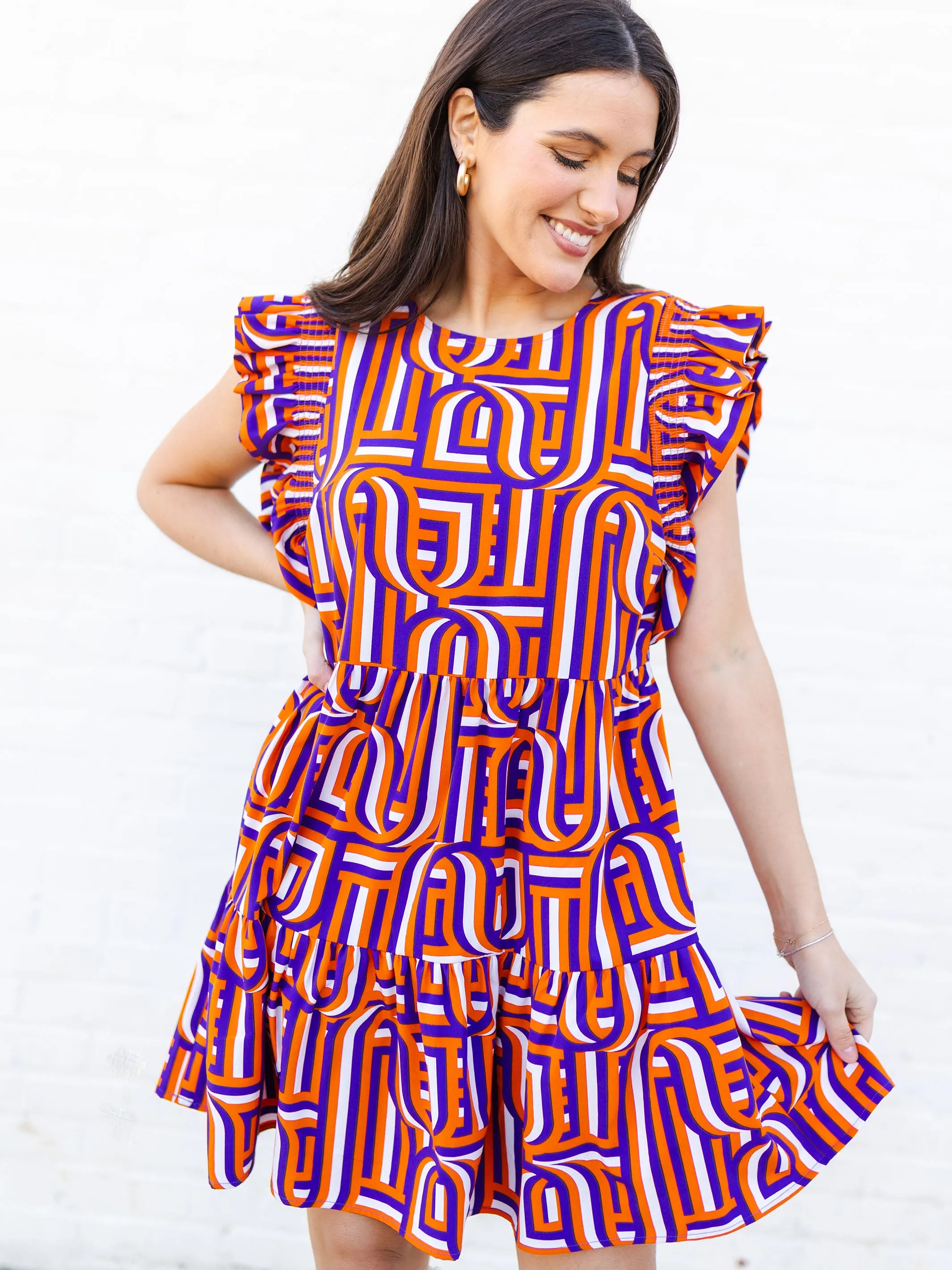 Everly Dress | Touchdown Purple + Orange sold by Michelle McDowell product image thumbnail 3