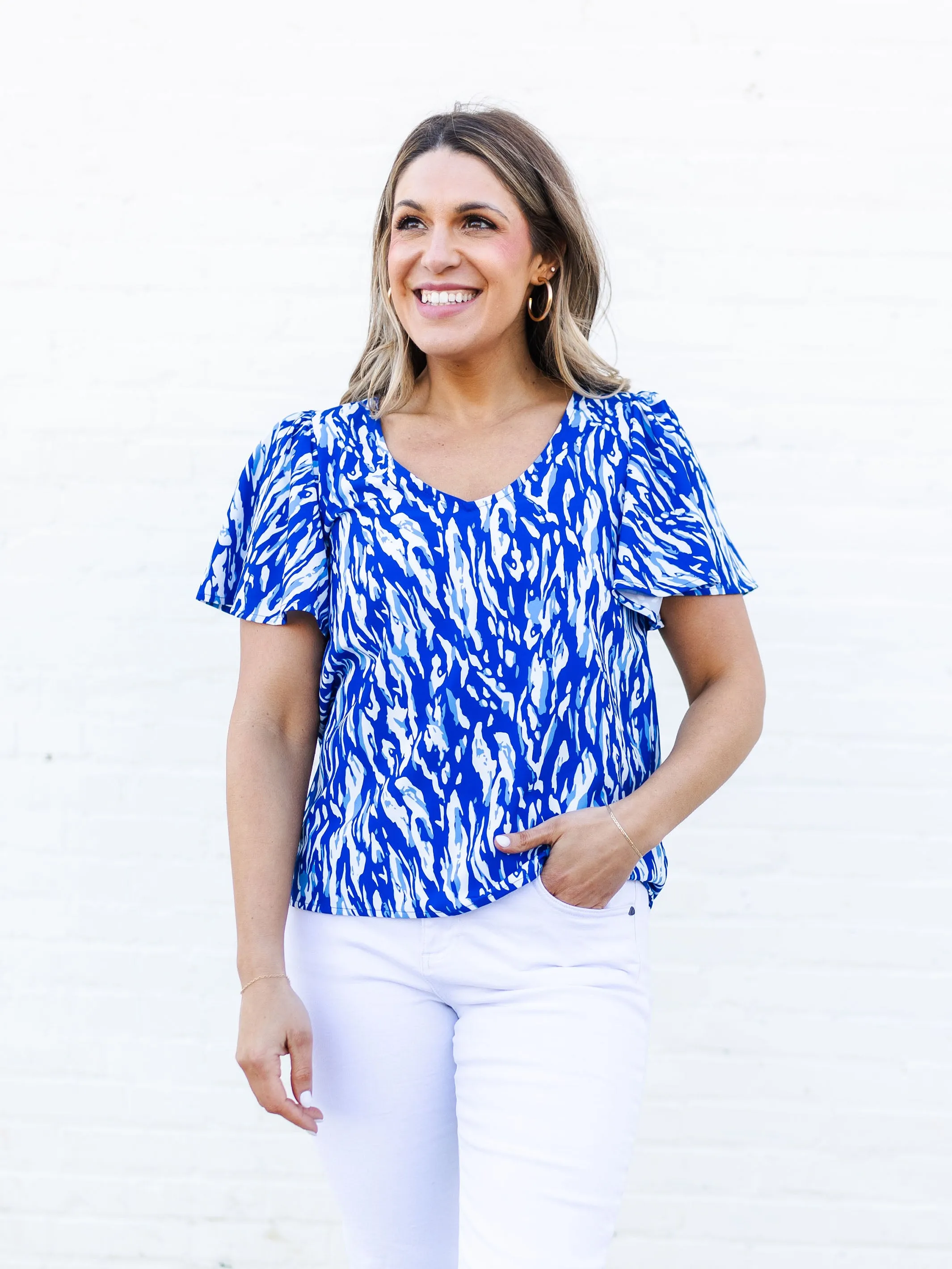 Paisley Top | Tiger Tail Blue + White sold by Michelle McDowell product image thumbnail 2