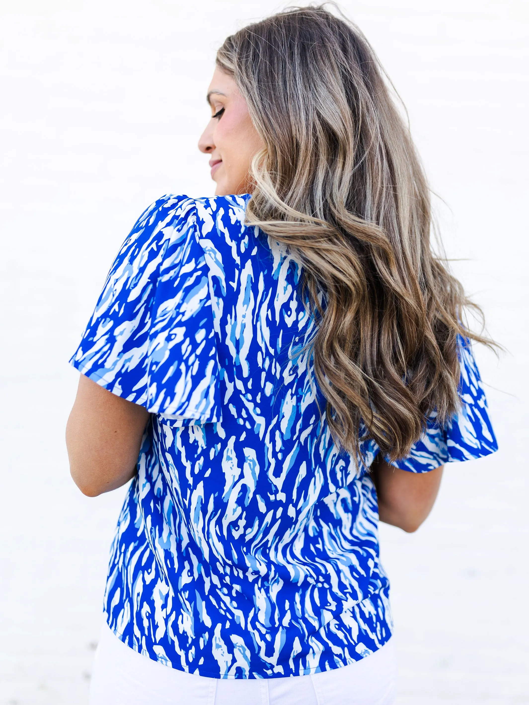 Paisley Top | Tiger Tail Blue + White sold by Michelle McDowell product image thumbnail 4