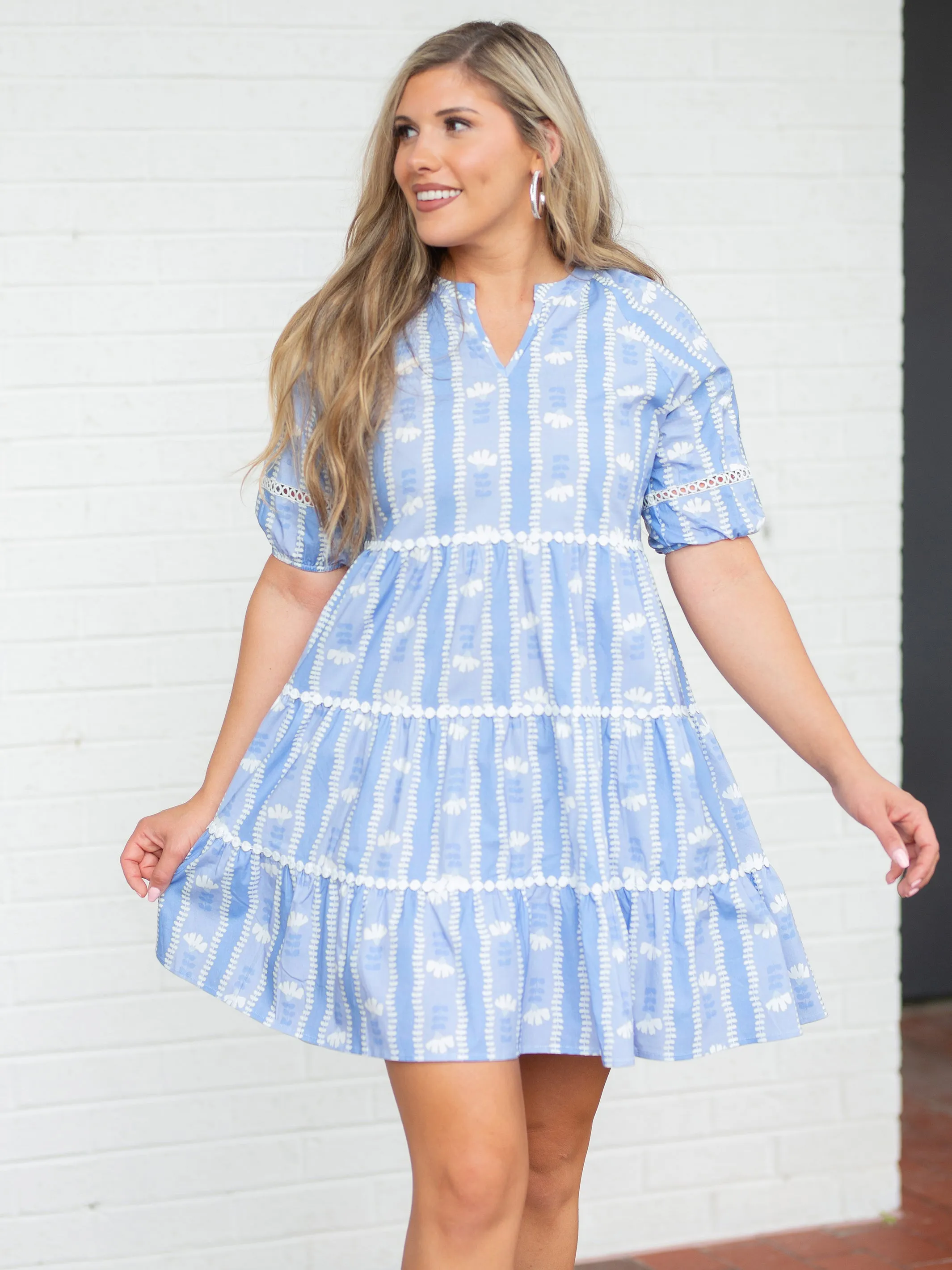 FINAL SALE - Palmer Dress | Stem Stripes Blue sold by Michelle McDowell
