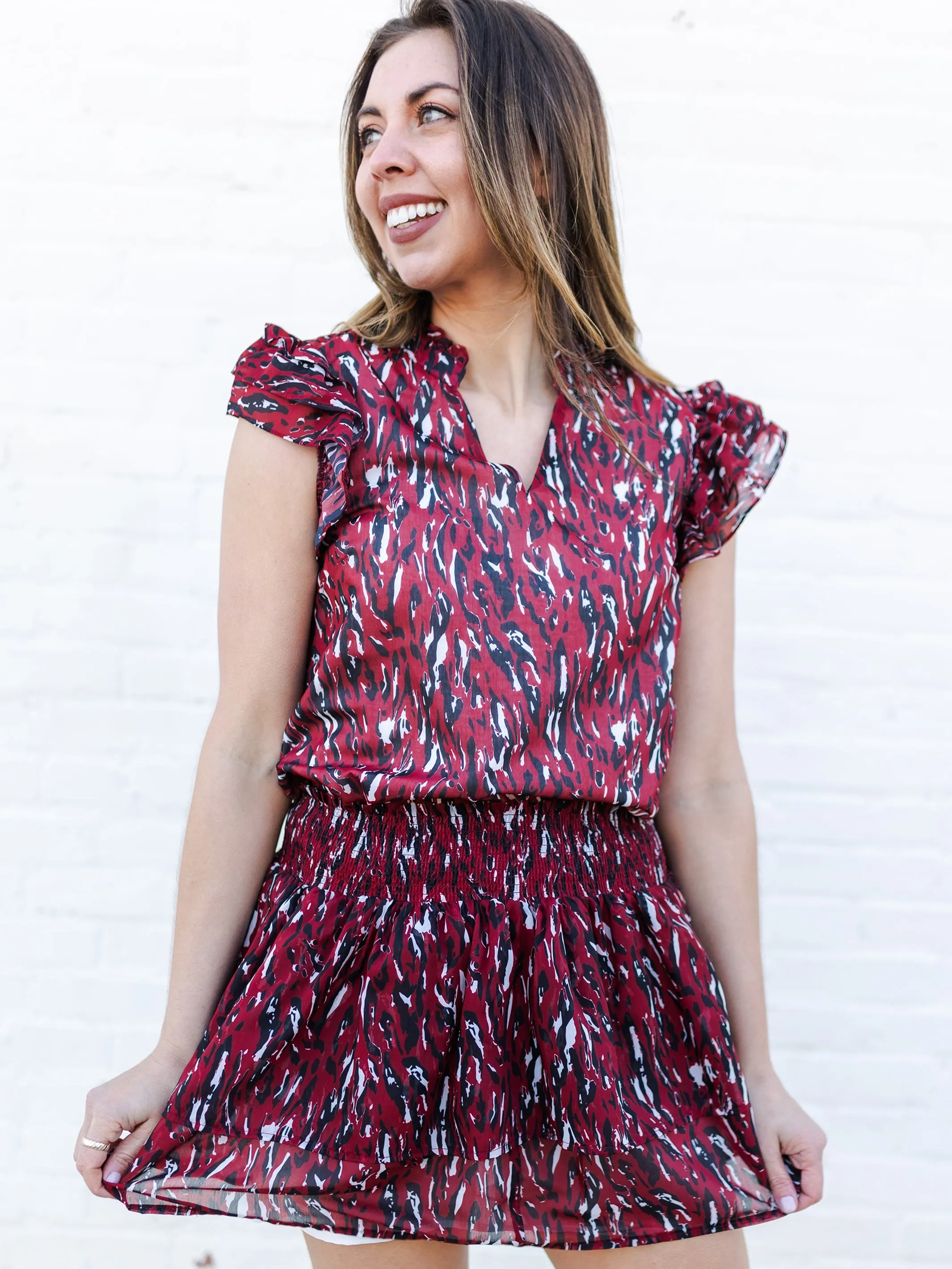 Marley Skirt | Tiger Tail Garnet + Black sold by Michelle McDowell