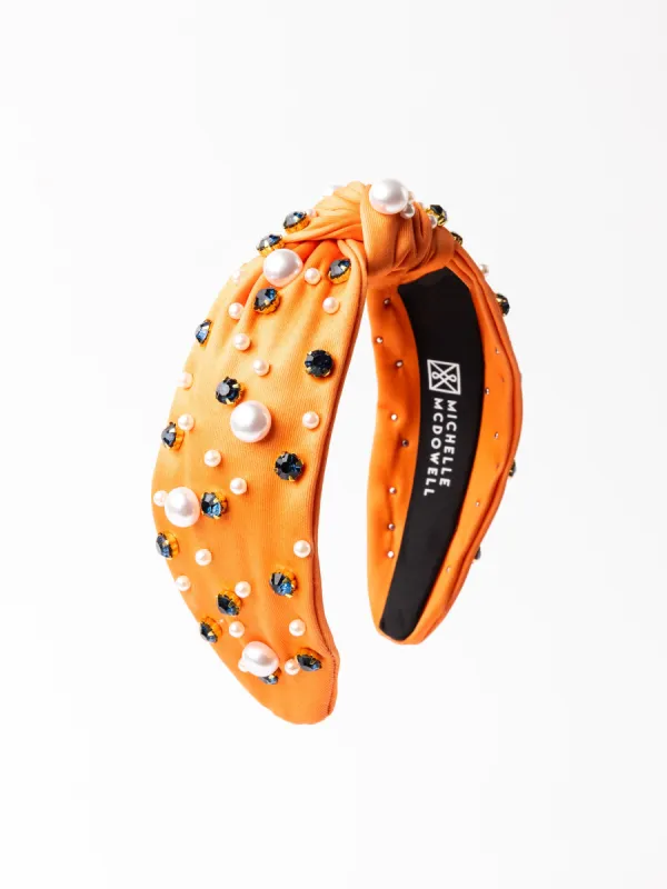 Charleigh Headband | Navy + Orange sold by Michelle McDowell