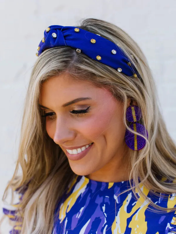Krista Headband | Purple + Gold sold by Michelle McDowell