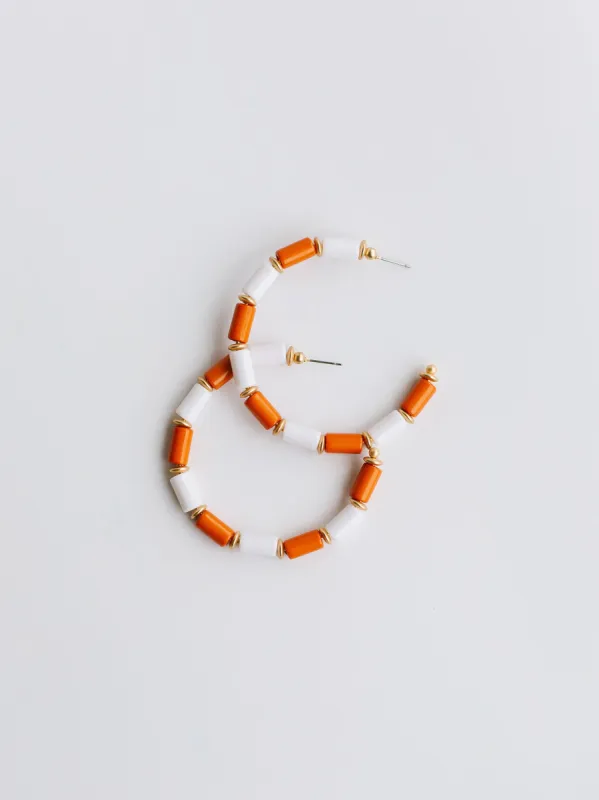 Cara Earrings | Orange + White sold by Michelle McDowell