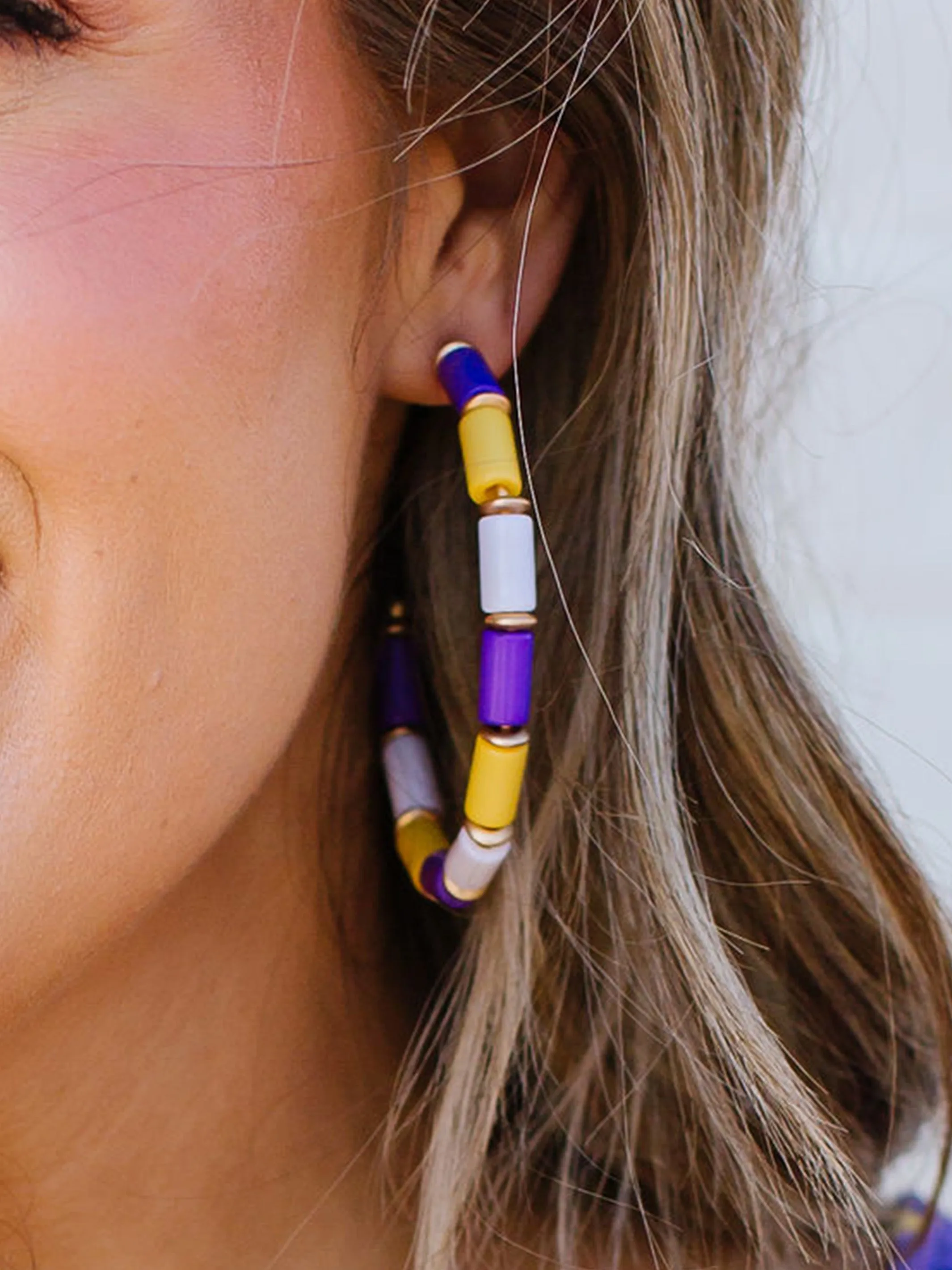 Cara Earrings | Purple + Gold sold by Michelle McDowell