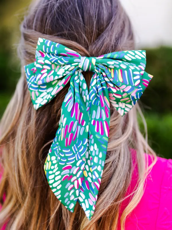FINAL SALE - Mia Hair Bow |Mosaic Meadow Green sold by Michelle McDowell