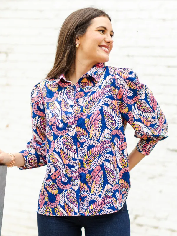 FINAL SALE - Polly Top | Mosaic Meadow Navy made by Michelle McDowell