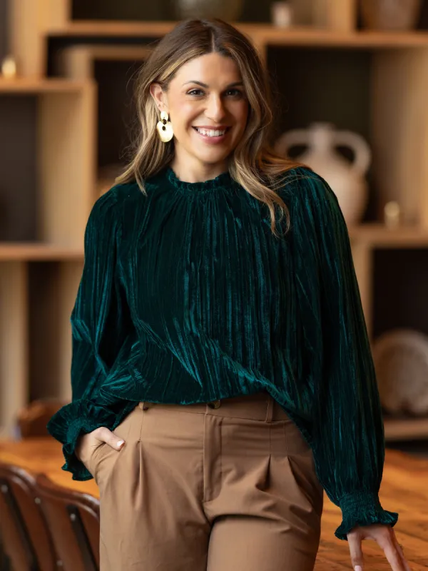 FINAL SALE - Quinn Top | Velvet Emerald sold by Michelle McDowell