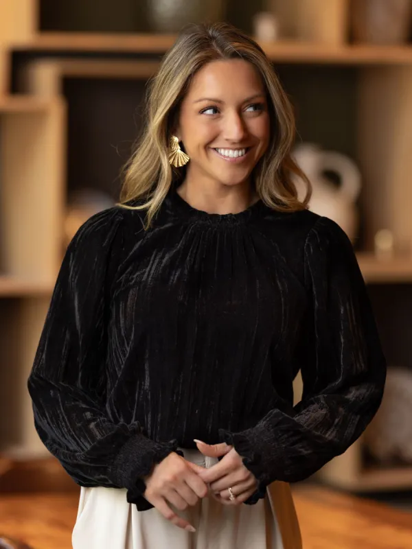 FINAL SALE - Quinn Top | Velvet Black sold by Michelle McDowell