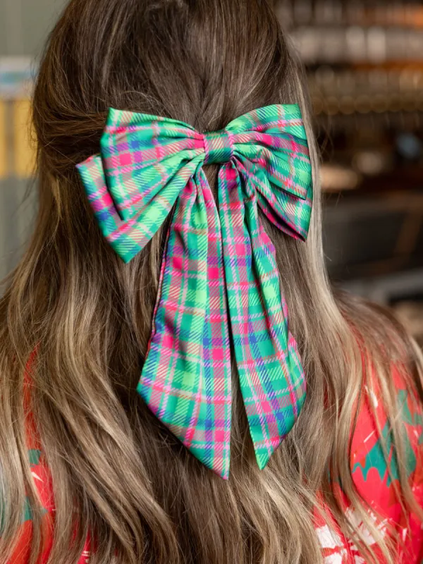 FINAL SALE - Mia Hair Bow | Plaid About You Green sold by Michelle McDowell