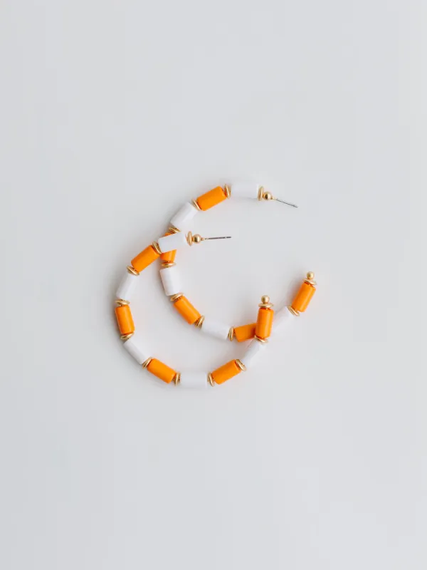 Cara Earrings | Orange + White sold by Michelle McDowell