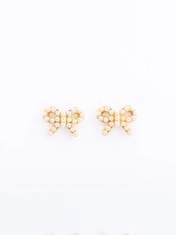 Rowan Pearl Bow Stud Earrings sold by Michelle McDowell