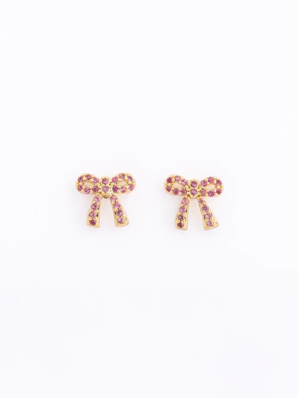 Bow Stud Earrings | Pink sold by Michelle McDowell