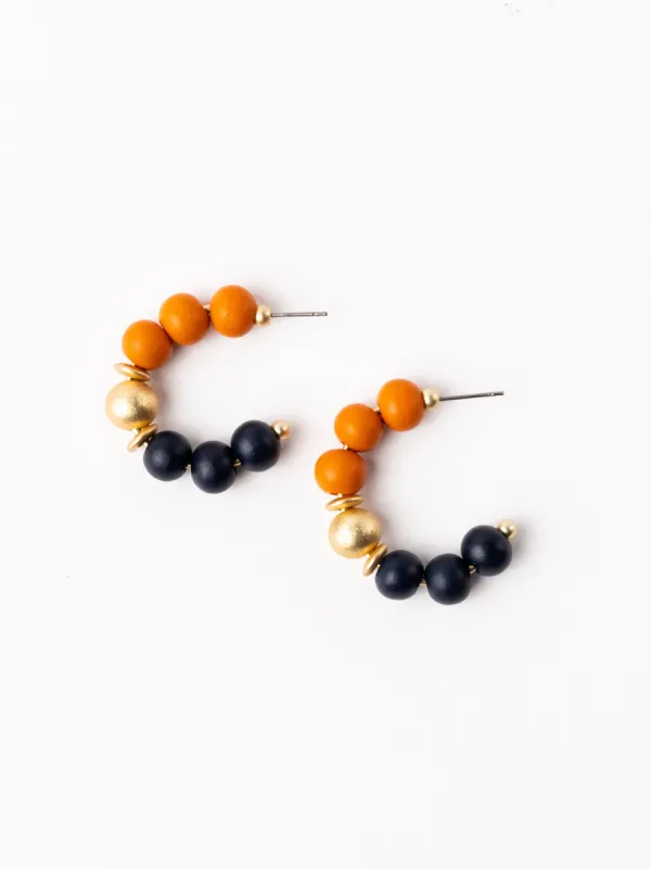 Janette Earrings | Navy + Orange sold by Michelle McDowell