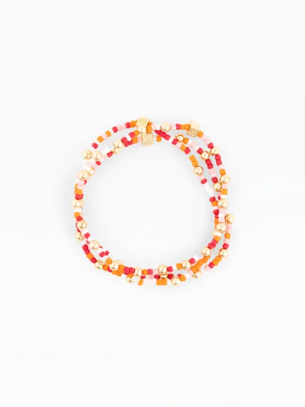 Vivienne Beaded Bracelets | Pink + Orange - Set of 3 made by Michelle McDowell